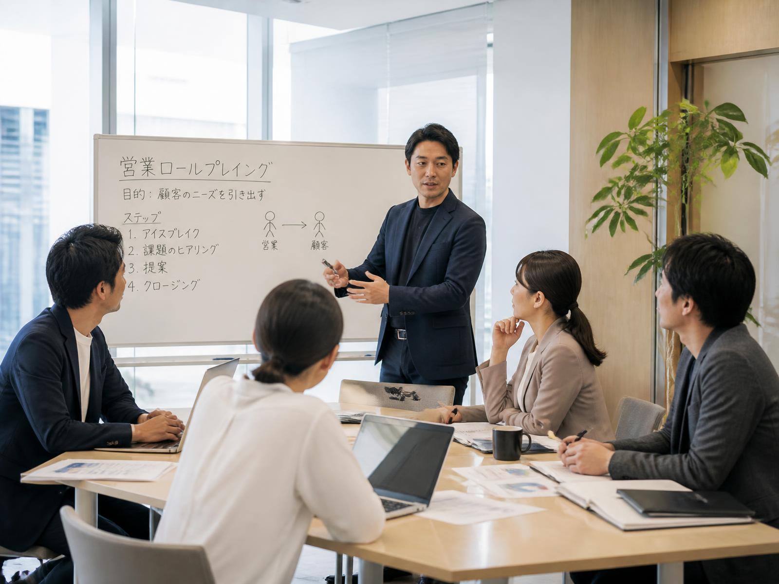 営業ロールプレイを行う受講者