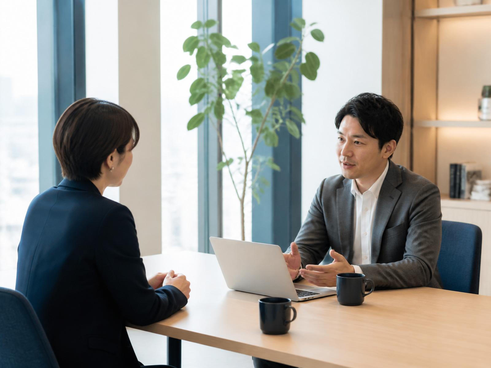 相談に応じる企業担当者
